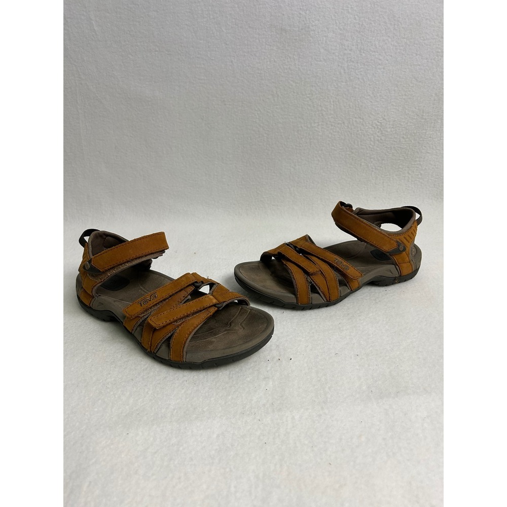 Gorpcore Hiking Teva Womens 6 Brown Tirra Leather Sport Sandals 4177 Multi-Strap